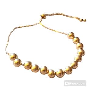 18 KARAT GOLD OVER STERLING BEAD BRACELET FITS 6 to 9 in